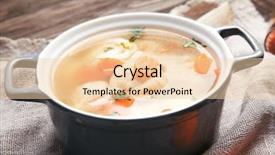  Presentation with ceramic - Audience pleasing slide set consisting of delicious chicken and dumplings backdrop and a lemonade colored foreground