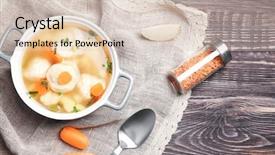  Presentation with ceramic - Presentation with delicious chicken and dumplings background and a lemonade colored foreground