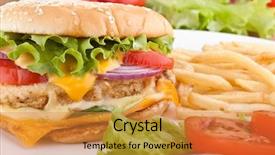  Presentation with cheddar - Slide set featuring delicious chicken cheeseburger with melted background and a gold colored foreground