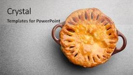  Presentation with chicken - Amazing slide deck having delicious chicken pot pie backdrop and a light gray colored foreground
