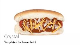  Presentation with white cheese - Amazing slides having delicious-chili-cheese-dog backdrop and a white colored foreground