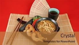  Presentation with complete - Amazing presentation design having buddha restaurant - delicious chinese dinner of hot backdrop and a gold colored foreground