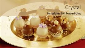  Presentation with chocolate - Beautiful PPT theme featuring delicious chocolate and marzipan balls backdrop and a yellow colored foreground