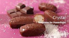  Presentation with coconut - Presentation theme enhanced with delicious-chocolate-bar-and-coconut background and a tawny brown colored foreground