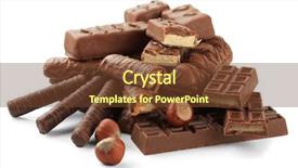  Presentation with chocolate nuts - Colorful presentation theme enhanced with delicious chocolate bars with nuts isolated on white backdrop and a tawny brown colored foreground