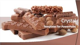  Presentation with chocolate nuts - Presentation theme having delicious chocolate bars with nuts isolated on white background and a tawny brown colored foreground