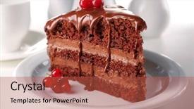  Presentation with cake - Colorful presentation theme enhanced with delicious chocolate cake on plate backdrop and a  colored foreground