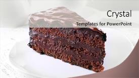  Presentation with cake - PPT theme having delicious chocolate cake on plate background and a light gray colored foreground