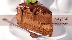  Presentation with cake - PPT theme having delicious chocolate cake on plate background and a red colored foreground