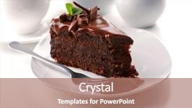  Presentation with cake - Audience pleasing theme consisting of delicious chocolate cake on plate backdrop and a coral colored foreground