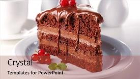  Presentation with chocolate - Theme with delicious chocolate cake on plate background and a  colored foreground