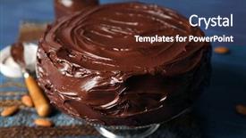  Presentation with almond - Colorful PPT theme enhanced with delicious chocolate cake with almond backdrop and a tawny brown colored foreground