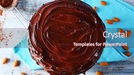  Presentation with chocolate nuts - Cool new PPT theme with delicious chocolate cake with nuts backdrop and a wine colored foreground