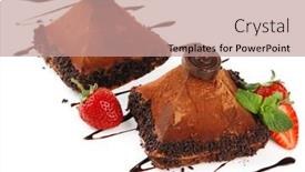  Presentation with banoffee pie cake on white - Slide set featuring delicious chocolate cakes isolated on white background and a coral colored foreground