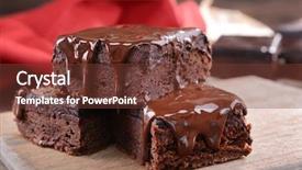 Presentation with cake brownies - Colorful PPT theme enhanced with delicious chocolate cakes on table backdrop and a tawny brown colored foreground