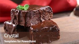 Presentation with cake brownies - Slide deck featuring delicious chocolate cakes on table background and a tawny brown colored foreground