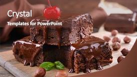  Presentation with cake brownies - Amazing presentation theme having delicious chocolate cakes on table backdrop and a tawny brown colored foreground