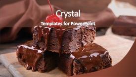  Presentation with cake brownies - Presentation design with delicious chocolate cakes on table background and a tawny brown colored foreground