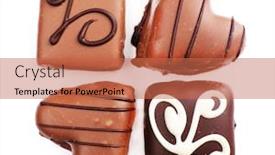  Presentation with candy - PPT layouts consisting of delicious chocolate candy isolated on white background and a coral colored foreground