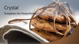  Presentation with chocolate chip cookie - PPT theme having delicious chocolate chip cookie background and a light gray colored foreground