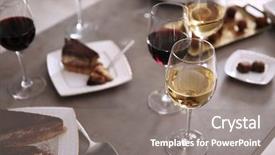  Presentation with chocolate wine - PPT theme consisting of delicious chocolate desserts and wine background and a gray colored foreground