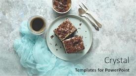  Presentation with black light - Presentation design having delicious-chocolate-layered-cake-served background and a light blue colored foreground