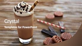  Presentation with milkshake - Beautiful slide deck featuring delicious chocolate milkshake on wooden backdrop and a coral colored foreground