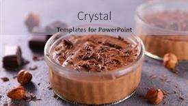  Presentation with chocolate - Slide deck with delicious-chocolate-mousse-and-hazelnut background and a light blue colored foreground