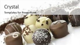  Presentation with white chocolate - Amazing presentation having delicious chocolate pralines close up backdrop and a white colored foreground
