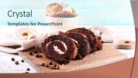  Presentation with cutting board - Colorful PPT layouts enhanced with delicious chocolate roll on cutting backdrop and a  colored foreground