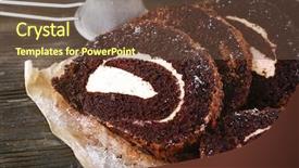  Presentation with parchment - Presentation theme consisting of delicious chocolate roll on parchment background and a tawny brown colored foreground