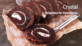  Presentation with parchment - Presentation design featuring delicious chocolate roll on parchment background and a tawny brown colored foreground