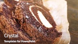  Presentation with parchment - Colorful PPT layouts enhanced with delicious chocolate roll on parchment backdrop and a tawny brown colored foreground