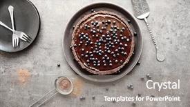 Presentation with blueberry - Slides consisting of delicious chocolate tart with blueberry background and a gray colored foreground
