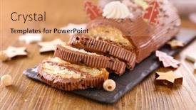  Presentation with decoration - Slide set enhanced with delicious-christmas-cake-with-decoration background and a coral colored foreground