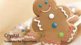  Presentation with delicious christmas cookies - Colorful PPT layouts enhanced with delicious christmas cookies - gingerbread man backdrop and a coral colored foreground