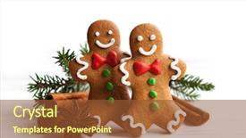  Presentation with delicious christmas cookies - Presentation theme having delicious christmas cookies - smiling gingerbread men on white background and a tawny brown colored foreground
