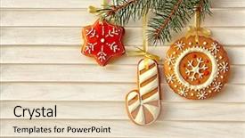  Presentation with delicious christmas cookies - Colorful theme enhanced with delicious christmas cookies hanging backdrop and a lemonade colored foreground