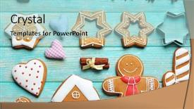  Presentation with delicious christmas cookies - Beautiful slides featuring delicious christmas cookies with cutters backdrop and a light blue colored foreground