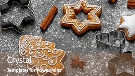  Presentation with delicious christmas cookies - Beautiful theme featuring delicious christmas cookies with scattered powdered sugar on gray background backdrop and a coral colored foreground