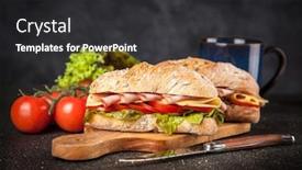  Presentation with sandwich - Beautiful slide deck featuring delicious-ciabatta-sandwich backdrop and a dark gray colored foreground