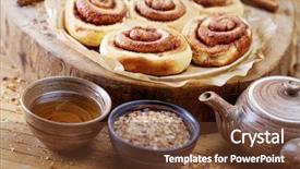  Presentation with cinnamon - PPT theme featuring delicious cinnamon rolls - sweet food background and a tawny brown colored foreground