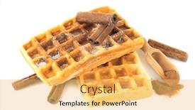  Presentation with waffles - Colorful slide set enhanced with delicious cinnamon waffles isolated on white backdrop and a yellow colored foreground