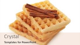  Presentation with waffles - Beautiful presentation theme featuring delicious cinnamon waffles isolated on white backdrop and a yellow colored foreground