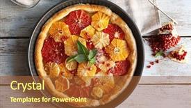  Presentation with citrus reticulata - Beautiful PPT theme featuring delicious citrus cake in pan backdrop and a red colored foreground