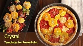  Presentation with citrus - Beautiful slides featuring delicious citrus cake in pan on wooden background backdrop and a tawny brown colored foreground