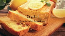  Presentation with lemons - Slide set featuring delicious citrus cake loaf with lemons on wooden board background and a gold colored foreground