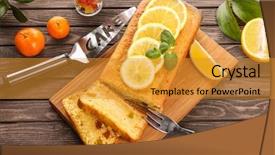  Presentation with lemons - Presentation theme with delicious citrus cake loaf background and a gold colored foreground