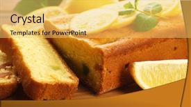  Presentation with lemons - PPT theme consisting of delicious citrus cake loaf with lemons on wooden board background and a yellow colored foreground