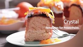  Presentation with citrus - Presentation theme featuring delicious citrus cake on wooden background background and a red colored foreground